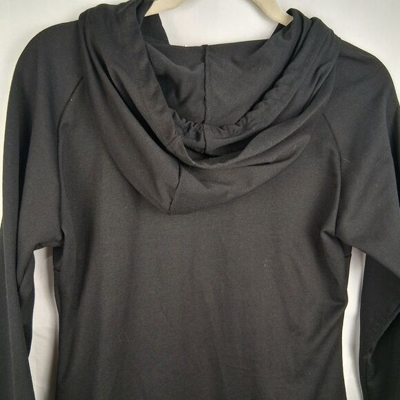 BIUBIU Mini Sweatshirt Dress Size M Black Long Sleeve Hooded Casual Relax - Picture 6 of 11
